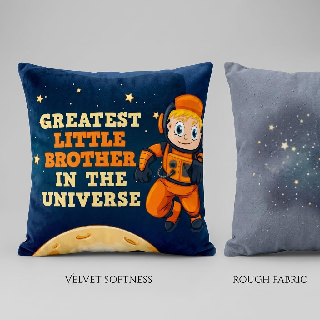 TheYaYaCafe Rakhi Gifts 16X16 inches Cushion Cover Greatest Little Brother Printed Raksha Bandhan Birthday