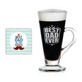 Starry Best Dad Ever Engraved Glass Coffee Mug with Coaster