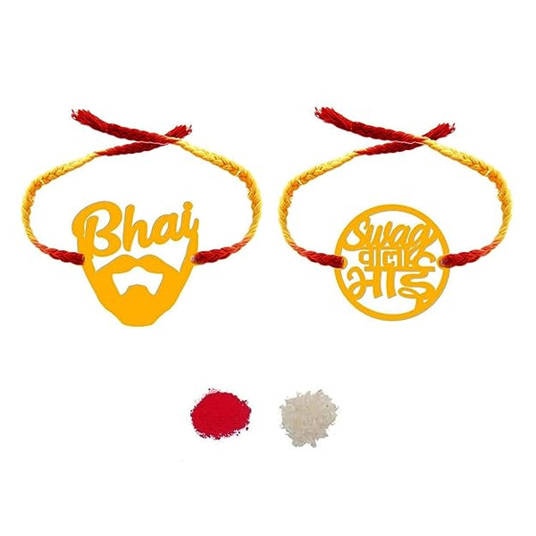 Yaya Cafe Family Rakhi for Brother Combo Set of 2 Printed Swag Wala Bhai Rakhi for Raksha Bandhan
