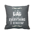 Dad Taught Me Everything Printed Cushion Cover, 12x12 inches