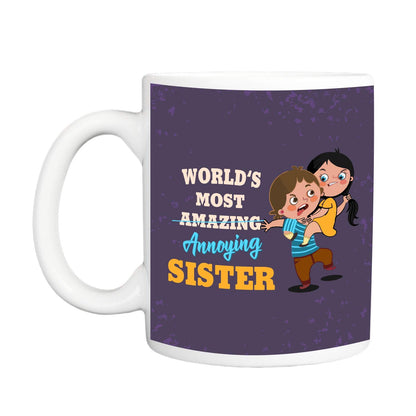 Most Annoying Sister Coffee Mug & Coaster Combo - Rakhi Gift