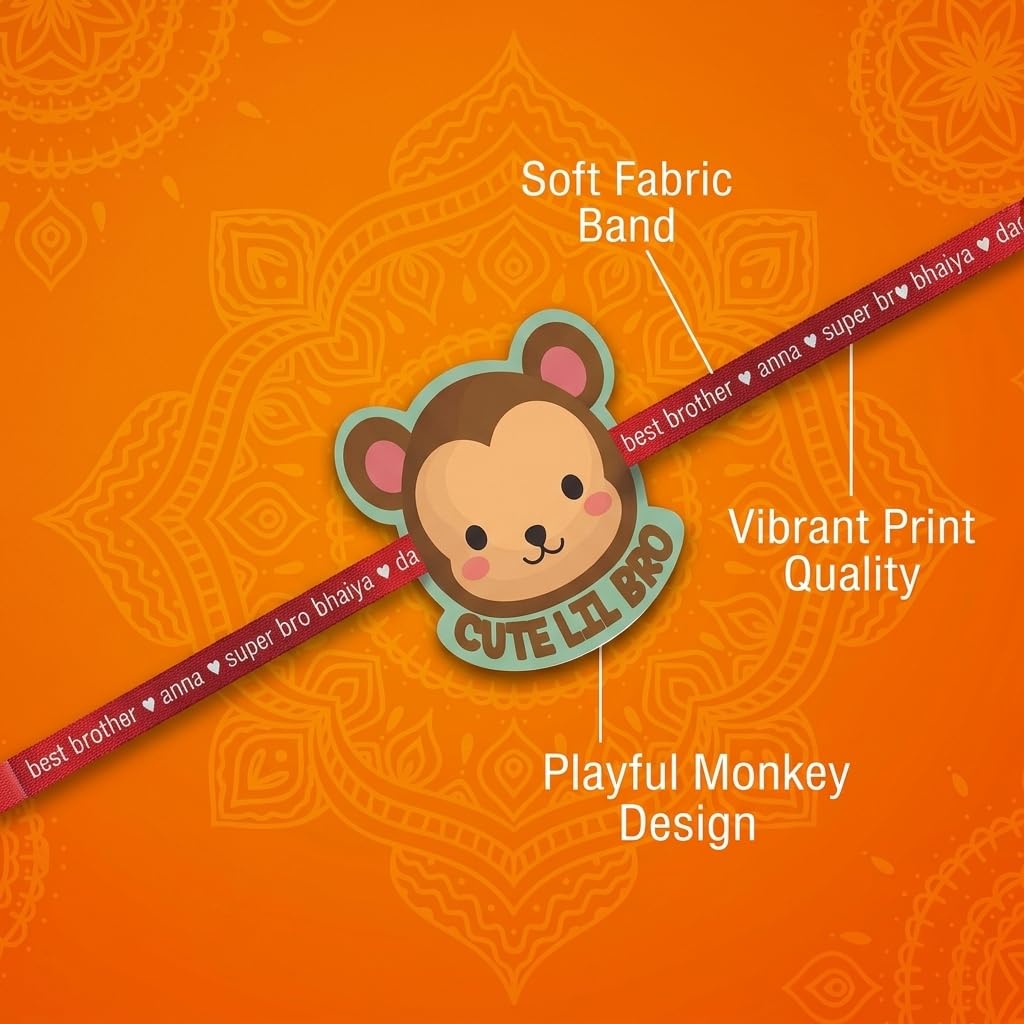 Monkey Cute Lil Bro Kids Rakhi for Little Brother