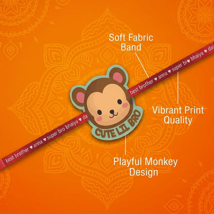 Monkey Cute Lil Bro Kids Rakhi for Little Brother