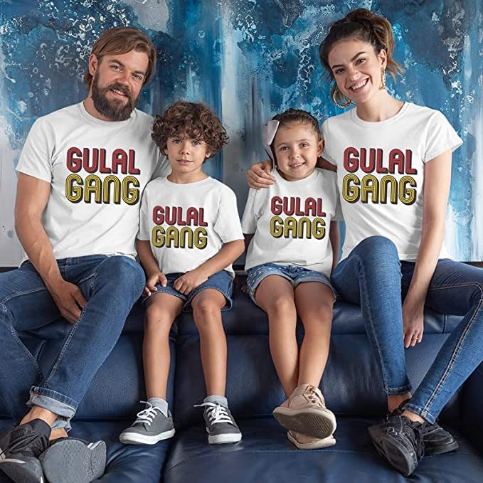 gulal gang printed family holi tshirt