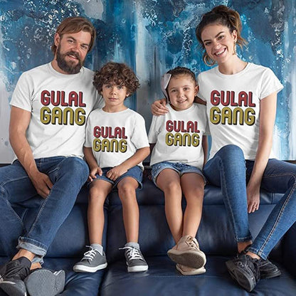 gulal gang printed family holi tshirt