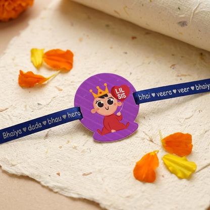Purple Lil Sis Kids Rakhi for Little Sister