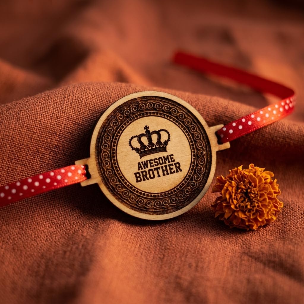 Engraved Rakhi Set of 5 with Beautiful Quotes for Brothers