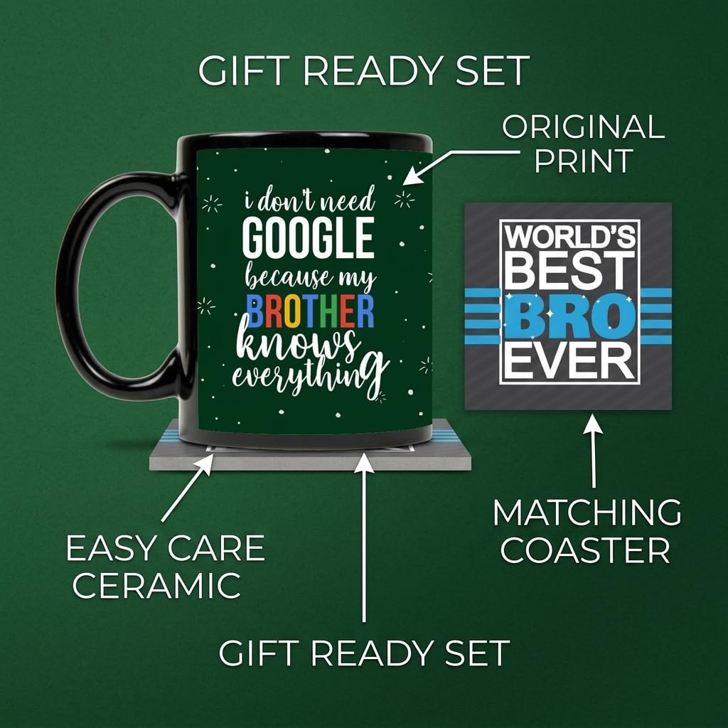 Google Brother Quote Printed Coffee Mug 330ml with Rakhi