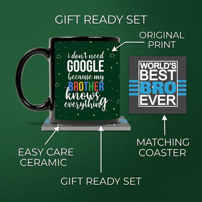 Google Brother Quote Printed Coffee Mug 330ml with Rakhi