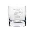 World's Best Bro Engraved Whiskey Glass with Coaster - Rakhi Gift