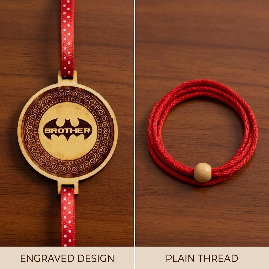 TheYayaCafe Rakhi for Brother Combo Set of 3 Wooden Rakhi with Engraved Quotes, Raksha Bandhan Gift for Bhai, Bhau, Brother from Sister