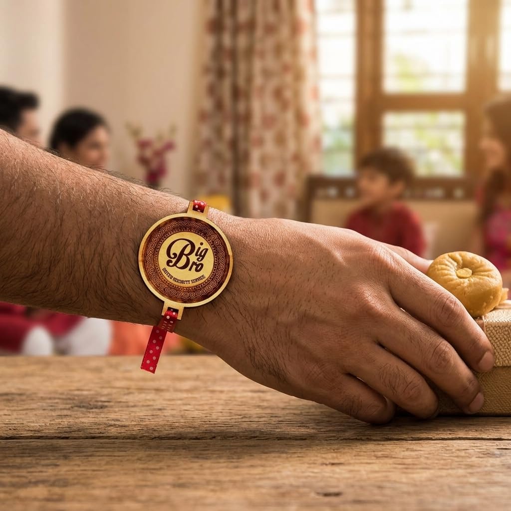TheYayaCafe Wooden Moustache Rakhi for Brother with Roli Tika, Combo Set of 2 Engraved Rakhi for Raksha Bandhan, Bhai Dooj, Birthday Gift for Big Bro, Bhaiya, Bhaijaan from Sister