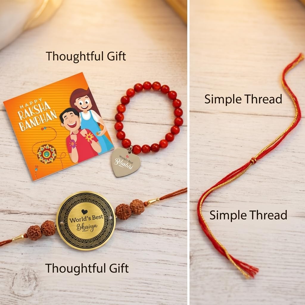 World Best Bhaiya & Bhabhi Engraved Rakhi Combo of 2