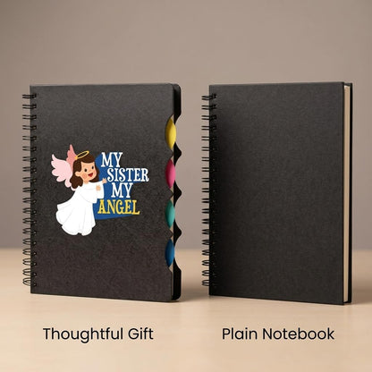 TheYayaCafe Sister Printed Wirebound Notebook My Sister My Angel A5 Size 8.5x6 Inches, 300 Ruled Pages, Didi