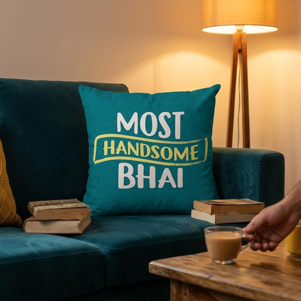 Most Handsome Bhai Cushion Cover 16x16 - Rakhi Gift for Brother