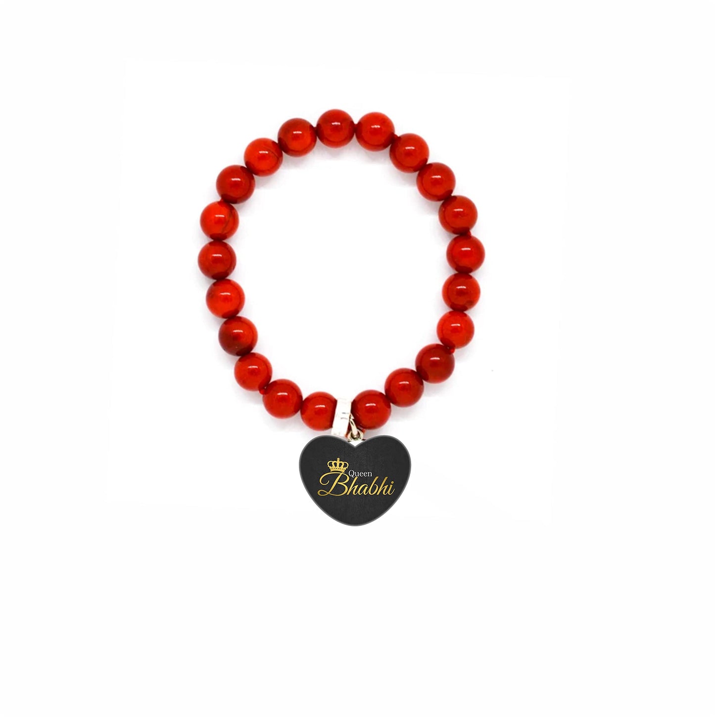 TheYayaCafe Raksha Bandhan Gifts for Sister-in-law Queen Bhabhi Printed Lumba Beads Rakhi Bracelet with Roli Chawal Puja Pack, Adjustable Elastic, Rakhi for Bhabhi from Brother