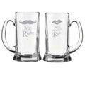 Mr & Mrs Right Couple Engraved Beer Mug Set