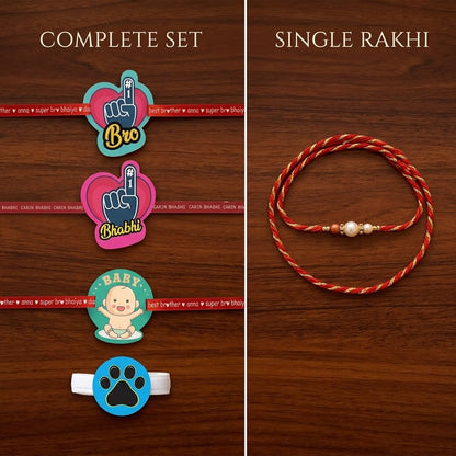 No.1 Bro & No.1 Bhabhi Family Rakhi with Kids Rakhi - Combo Pack of 3
