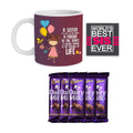 Rakhi Birthday Mug Gift Combo for Sister with Chocolates and Coaster