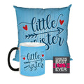 Little Sister Gift Hamper Set of 4 - Magic Mug, Coaster, Cushion Cover, Keychain