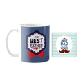 The Best Father Ceramic Coffee Mug with Coaster (Grey)