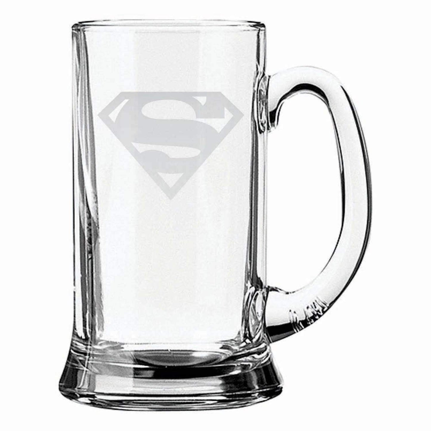Super Man Icon Engraved Beer Mug