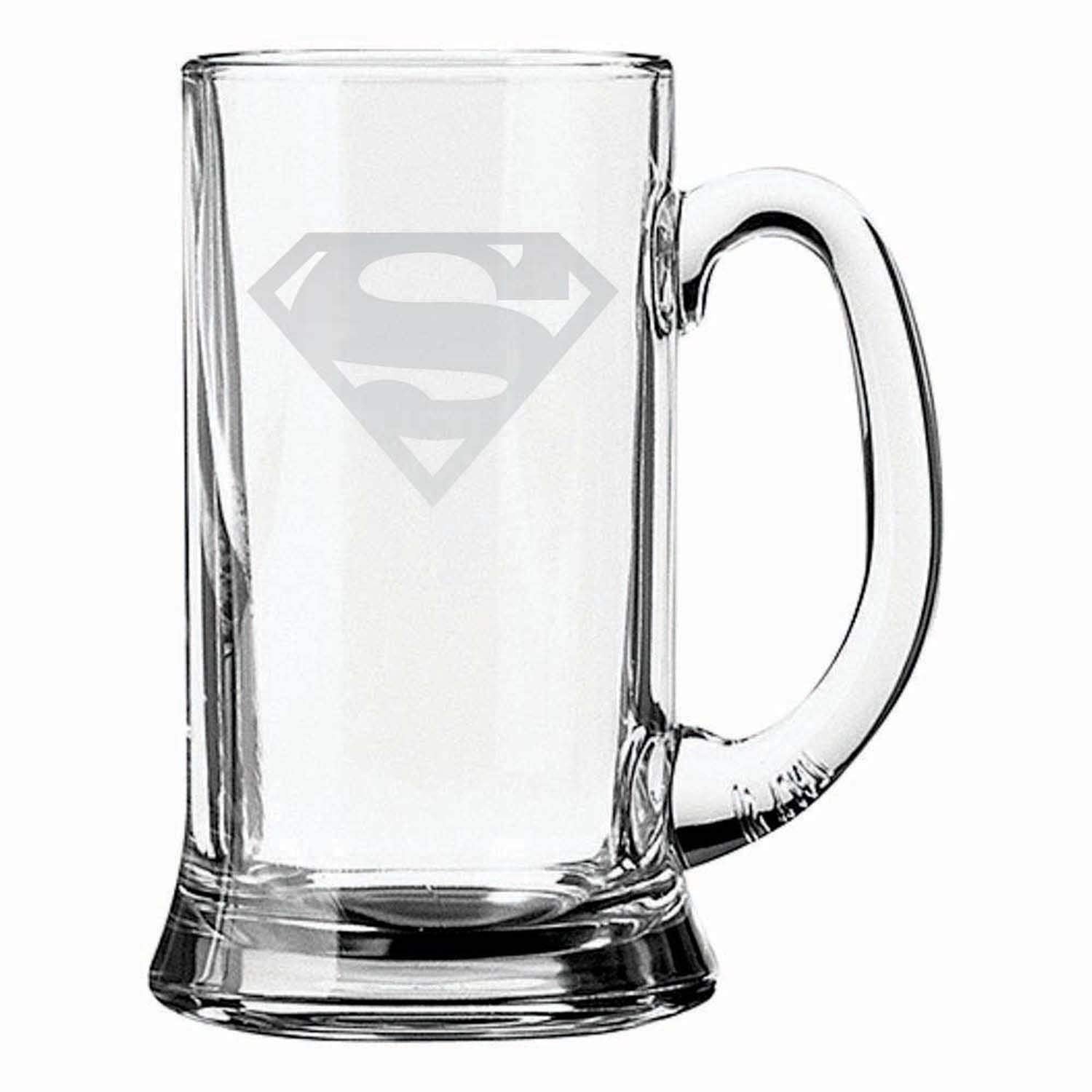 Super Man Icon Engraved Beer Mug