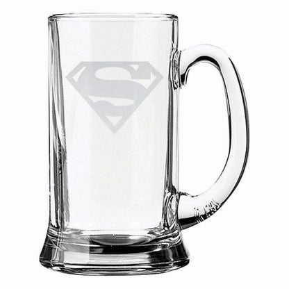 Super Man Icon Engraved Beer Mug