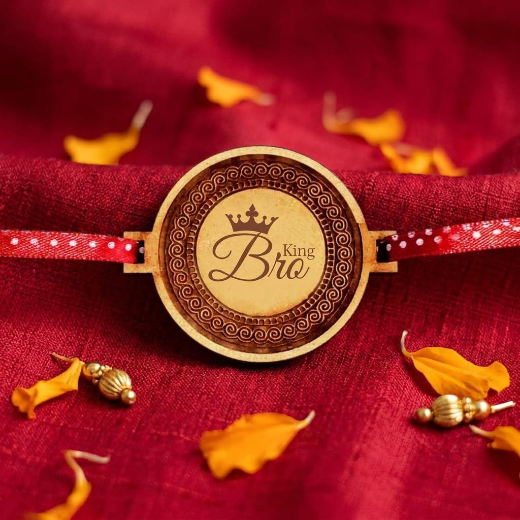 King Bro & Queen Bhabhi Wooden Rakhi Combo Pack of 2