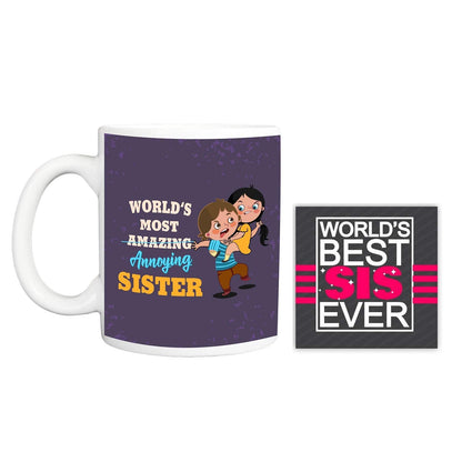 Most Annoying Sister Coffee Mug & Coaster Combo - Rakhi Gift
