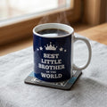 TheYayaCafe Best Little Brother in the World Quote Printed Ceramic Coffee Mug 330 ml (11 oz) with Coaster, Birthday Rakhi Bhai Dooj Gift for Brother, Bro, Bhai from Sister