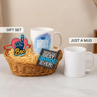 TheYayaCafe Rakhi Gift Combo for Brother, Set of 3 with Ceramic Mug, Acrylic Coaster and Rakhi, 330 ml, Raksha Bandhan, Bhai Dooj, Birthday Gift for Bhai, Brother, Bhaijaan