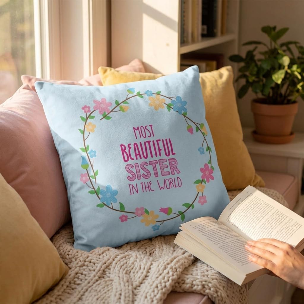 Most Beautiful Sister Rakhi Gift Cushion Cover