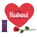 Birthday Chocolate Gift Combo for Him - Heart Cushion, Rose & Dairy Milk Silk