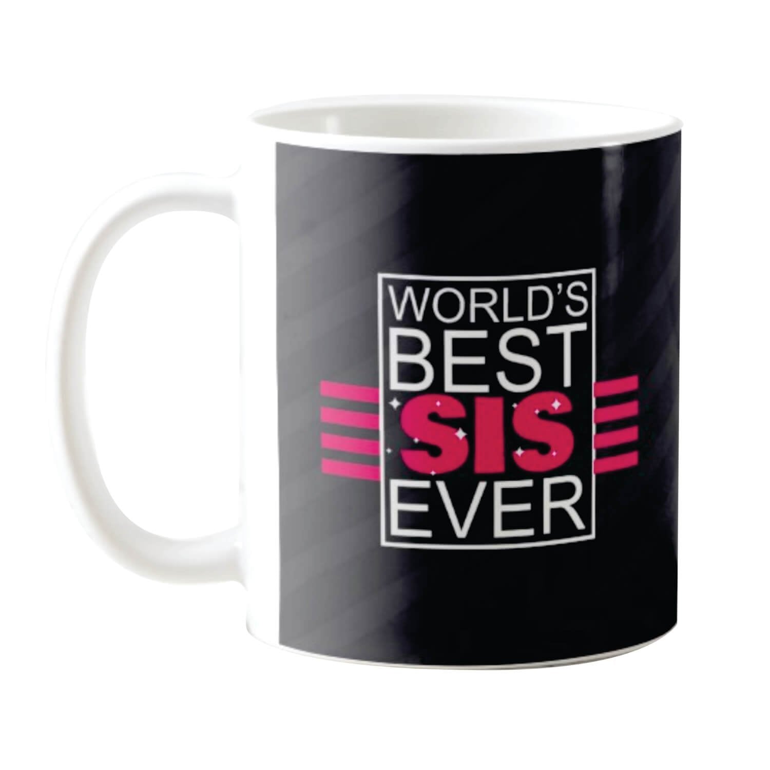 TheYayaCafe Ceramic Coffee Mug Worlds Best Sister Ever with Acrylic Coaster Set of 2 (330ml), Birthday Bhai Dooj Raksha Bandhan Gift for Sister, Sis, Behan from Brother
