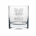 Best Bro in the World Whiskey Glass & Coaster Combo of 4