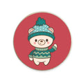 Cute Bear Christmas Fridge Magnet - Round Festive Decor