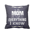 Mom Who Taught Me Everything Cushion Cover 12x12 - Birthday Gift