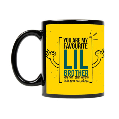 TheYayaCafe Birthday Gift Combo for Brother, Favourite Little Brother Printed Ceramic Coffee Mug 330ml with Coaster, Sis, Didi