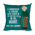 Cushion Cover for Grandfather - Silver Hair Gold Heart, 12x12