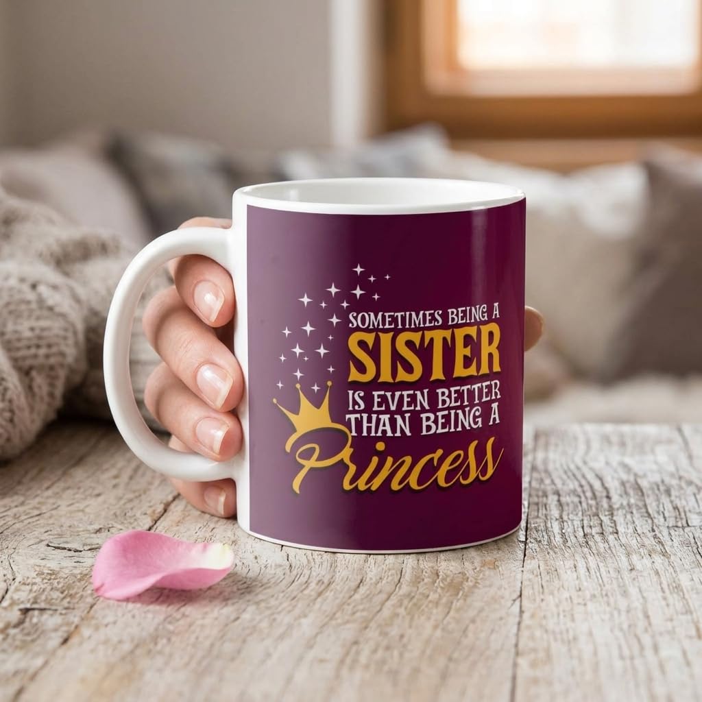 TheYayaCafe Rakhi Gifts for Naughty Lil Sister Ceramic Mug and Coaster Combo (11oz, 330ml), Raksha Bandhan Birthday Bhai Dooj Gift for Sister