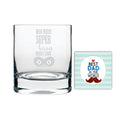 Super Hero Dad Engraved Whiskey Glass with Coaster