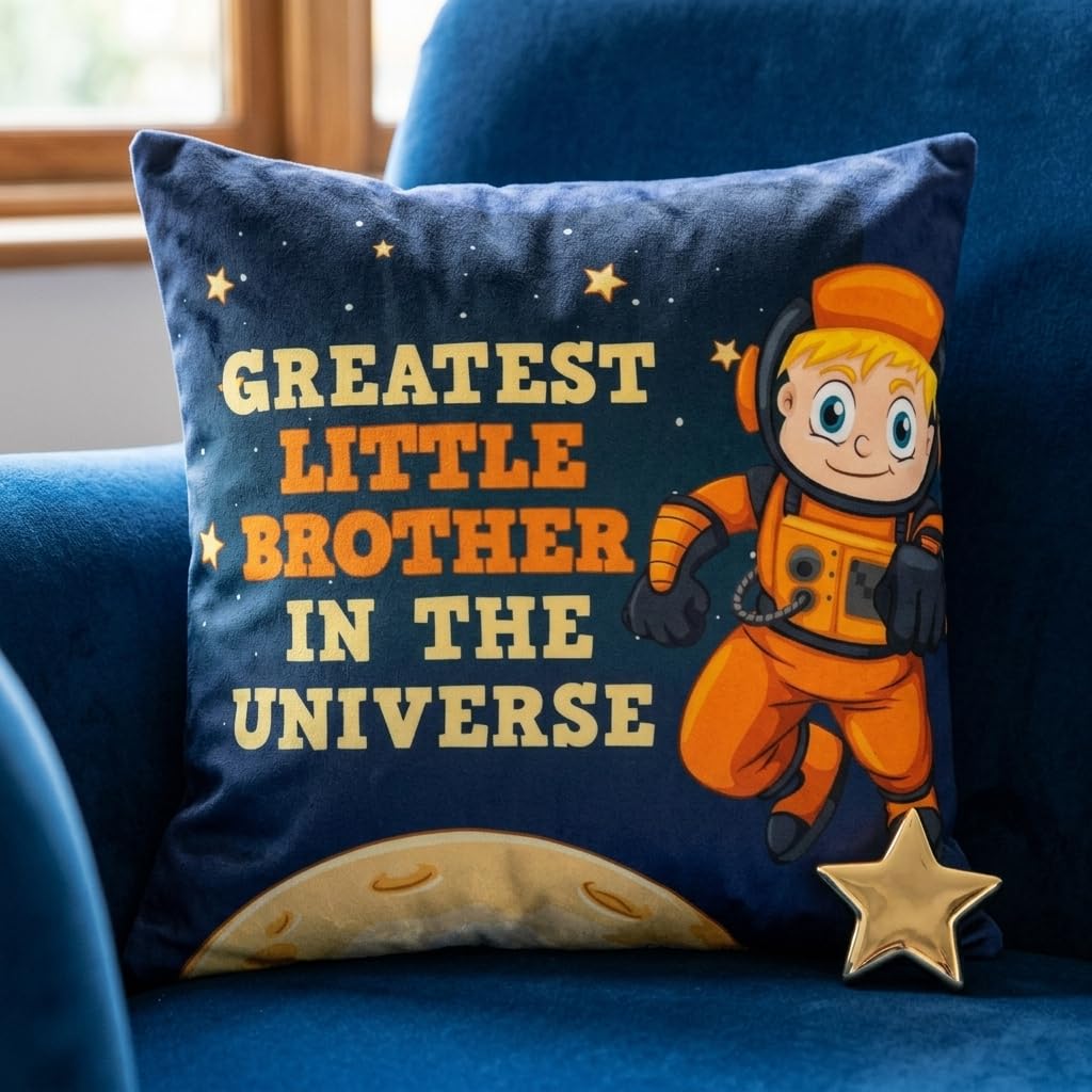 TheYaYaCafe Rakhi Gifts 16X16 inches Cushion Cover Greatest Little Brother Printed Raksha Bandhan Birthday