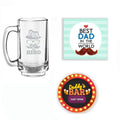 Hero Papa Engraved Beer Mug Set for Dad - Mug, Coaster & Magnet