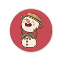 Laughing Snowman Fridge Magnet - Round Christmas Gift