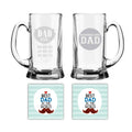 Number One Dad Engraved Beer Mug Combo with Coasters