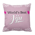 World's Best Jiju Canvas Cushion Cover 12x12 Inch, Purple - Gift