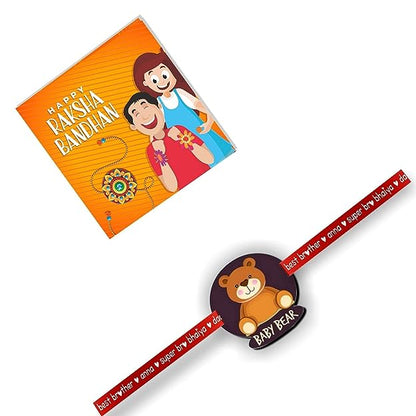 YaYa cafe Brown Acrylic Boy Baby Printed Cute Baby Teddy Bear Raksha Bandhan Rakhi for Brother