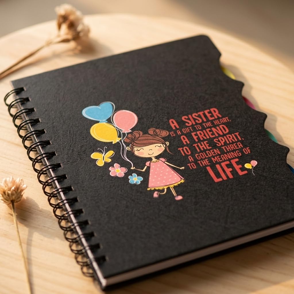 TheYayaCafe Printed Notebook A Little Sister Is A Gift To Heart Wirebound A5 Size 8.5x6 Inches 300 Ruled Pages