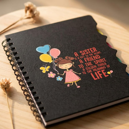 TheYayaCafe Printed Notebook A Little Sister Is A Gift To Heart Wirebound A5 Size 8.5x6 Inches 300 Ruled Pages